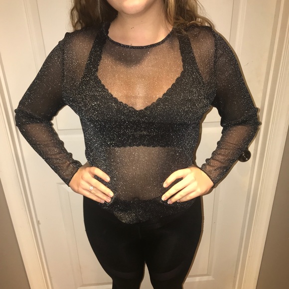 see through sparkly top